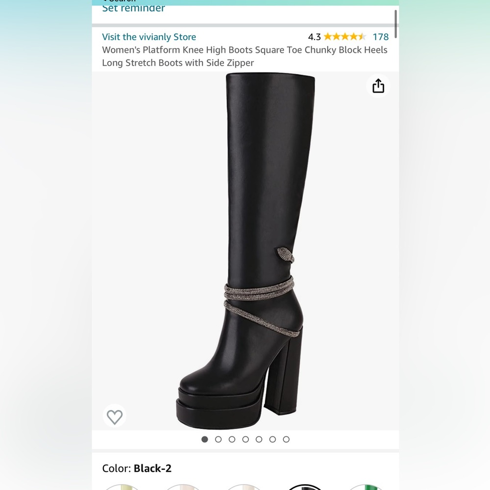 Vivianly Platform Black Knee High Boots in 8.5W